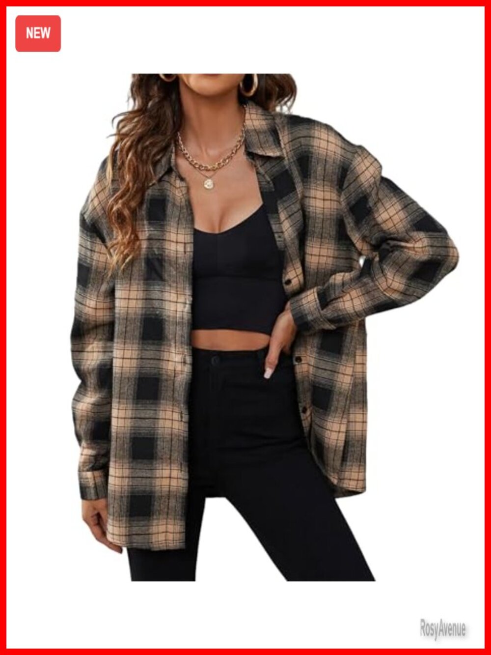Womens Cuffed Long Sleeve Button Down Plaid Flannel Shirt